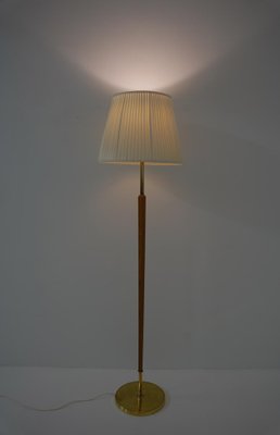 Swedish Brass and Wood Floor Lamp attributed to Boréns, 1940s-FM-1702331