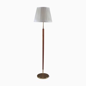 Swedish Brass and Wood Floor Lamp attributed to Boréns, 1940s-FM-1702331