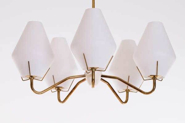 Swedish Brass Chandelier from Asea, 1950s-QU-1706891