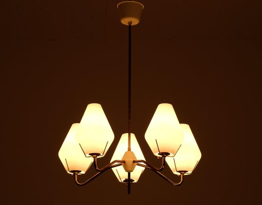 Swedish Brass Chandelier from Asea, 1950s-QU-1706891