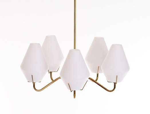 Swedish Brass Chandelier from Asea, 1950s-QU-1706891