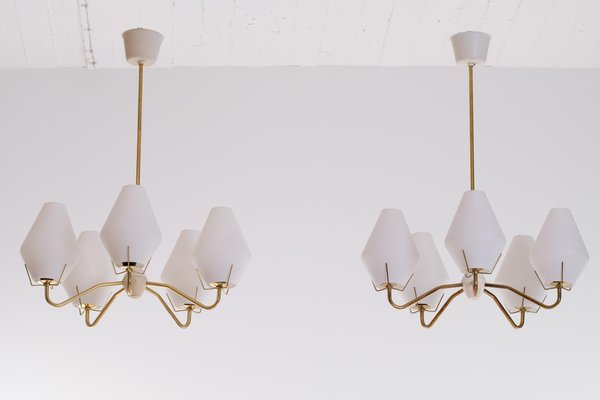 Swedish Brass Chandelier from Asea, 1950s-QU-1706891