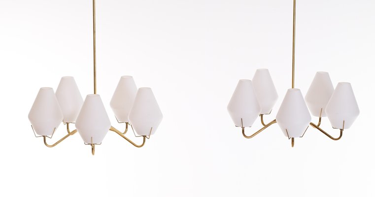 Swedish Brass Chandelier from Asea, 1950s-QU-1706891