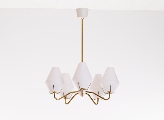 Swedish Brass Chandelier from Asea, 1950s-QU-1706891