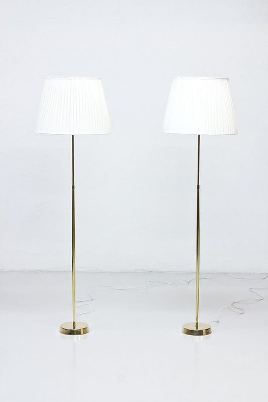 Swedish Brass Floor Lamps by Hans Bergström for Asea, 1950s, Set of 2