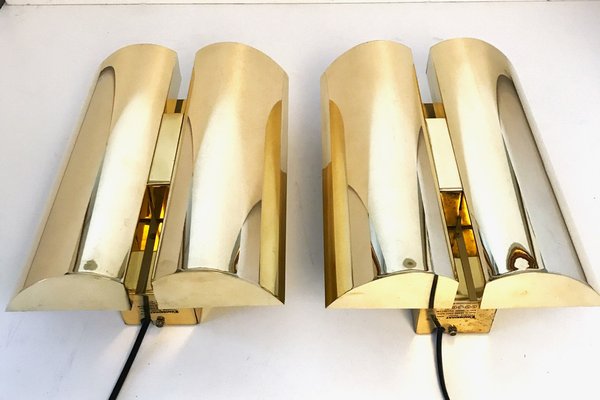 Swedish Brass Sconces from Fagerhult Belysning, 1980s, Set of 2-UDU-1822246