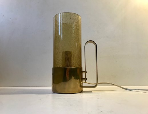 Swedish Brass & Smoked Glass Table Lamp by Nya Ôia, 1970s-LCR-872954