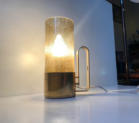 Swedish Brass & Smoked Glass Table Lamp by Nya Ôia, 1970s-LCR-872954