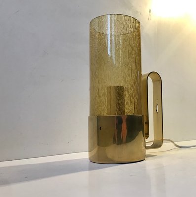 Swedish Brass & Smoked Glass Table Lamp by Nya Ôia, 1970s-LCR-872954