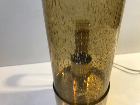 Swedish Brass & Smoked Glass Table Lamp by Nya Ôia, 1970s-LCR-872954