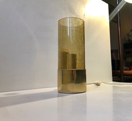 Swedish Brass & Smoked Glass Table Lamp by Nya Ôia, 1970s-LCR-872954