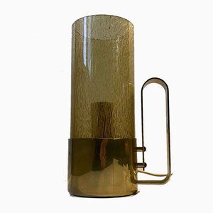 Swedish Brass & Smoked Glass Table Lamp by Nya Ôia, 1970s-LCR-872954