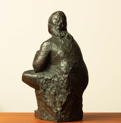 Swedish Brass Statue of a Sitting Woman by Thure Thörn, 1960s-JE-1320450