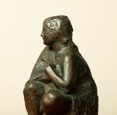 Swedish Brass Statue of a Sitting Woman by Thure Thörn, 1960s-JE-1320450