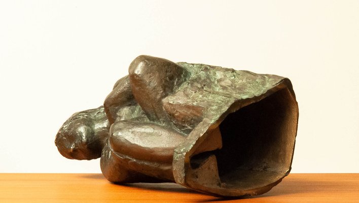 Swedish Brass Statue of a Sitting Woman by Thure Thörn, 1960s-JE-1320450