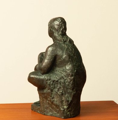 Swedish Brass Statue of a Sitting Woman by Thure Thörn, 1960s-JE-1320450