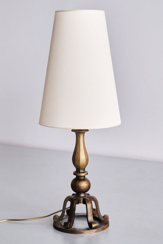 Swedish Brass Table Lamp by C.G. Hallberg, 1930s