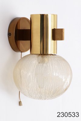 Swedish Brass Wall Lamp with Glass by Hans-Agne Jakobsen for Markaryd, 1960-EZZ-1771027