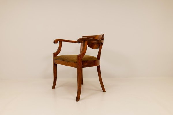 Swedish Brown Desk Chair in Birch & Mahogany, Sweden, 1920s-UYK-1120408