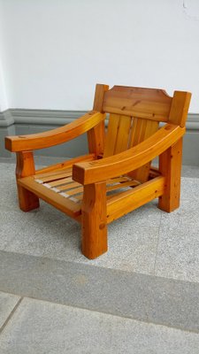 Swedish Brutalist Chair in Pine, 1970s-GJF-1817655