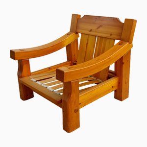 Swedish Brutalist Chair in Pine, 1970s-GJF-1817655