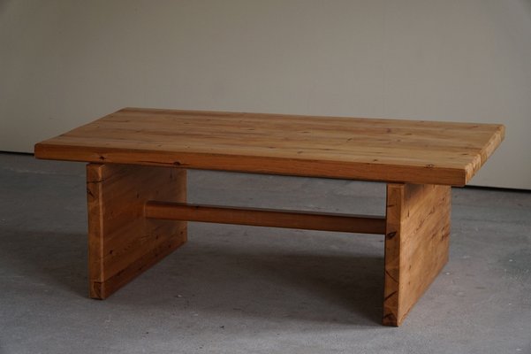 Swedish Brutalist Rectangular Solid Pine Coffee Table, 1960s-MXF-1007426