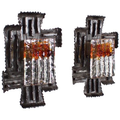 Swedish Brutalist Sconces by Tom Ahlström and Hans Ehrlich, 1970s, Set of 2-QT-1263410