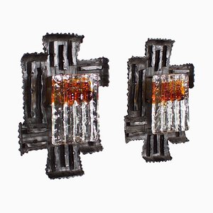 Swedish Brutalist Sconces by Tom Ahlström and Hans Ehrlich, 1970s, Set of 2-QT-1263410