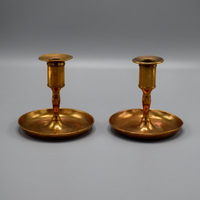 Swedish Candleholders in Brass, 1800s, Set of 2-RNM-1399066