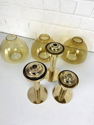 Swedish Candleholders in Brass by Hans-Agne Jakobsson for Markaryd, 1960s, Set of 3-ZM-1766089