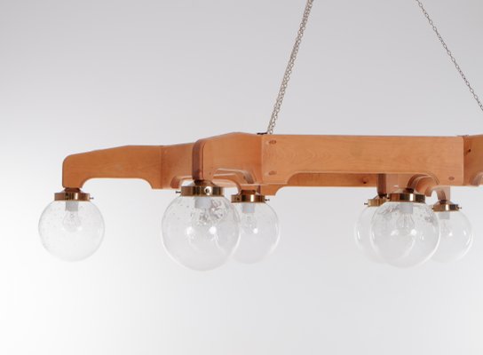 Swedish Ceiling Light in Pine, 1970s-QU-1706885