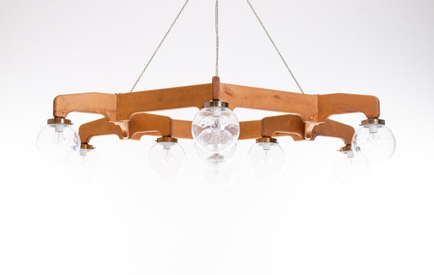 Swedish Ceiling Light in Pine, 1970s-QU-1706885