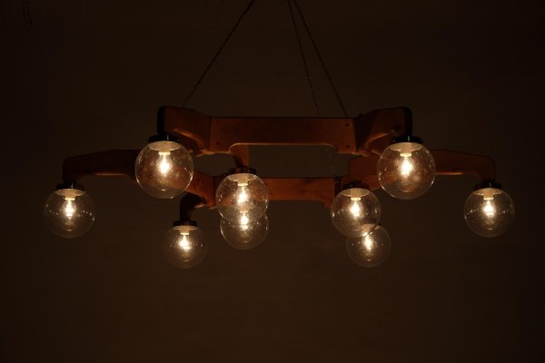 Swedish Ceiling Light in Pine, 1970s-QU-1706885