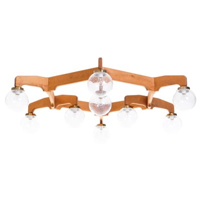 Swedish Ceiling Light in Pine, 1970s-QU-1706885