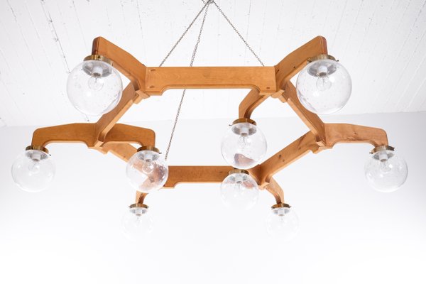 Swedish Ceiling Light in Pine, 1970s-QU-1706885