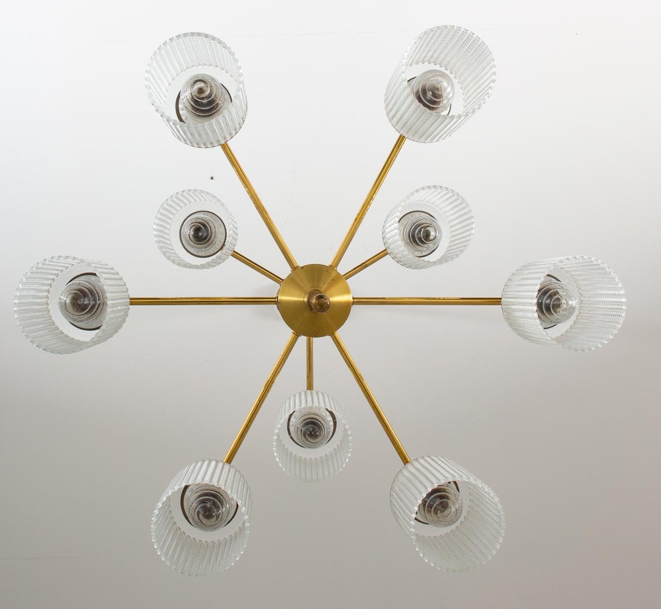 Swedish Chandelier in Brass and Glass by Holger Johansson for Westal, 1960s