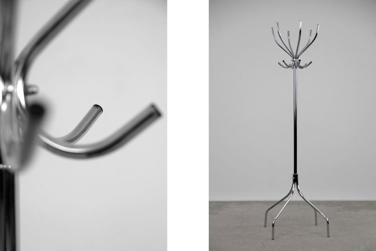 Swedish Chromed Steel Piccolo Floor Rack from Rörmekano and Skånes Fagerhult AB, 1980s