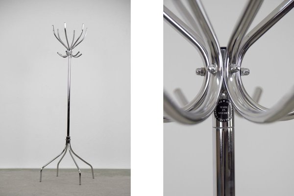 Swedish Chromed Steel Piccolo Floor Rack from Rörmekano and Skånes Fagerhult AB, 1980s-ZAA-971798