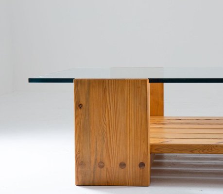 Swedish Coffee Table in Pine and Glass by Sven Larsson, 1970s-FM-883980