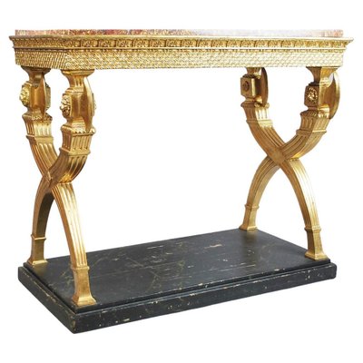 Swedish Console in Golden Wood and Marble Top, 1800-FGA-1270631