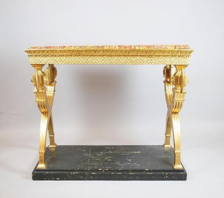 Swedish Console in Golden Wood and Marble Top, 1800-FGA-1270631