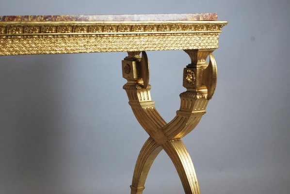 Swedish Console in Golden Wood and Marble Top, 1800-FGA-1270631