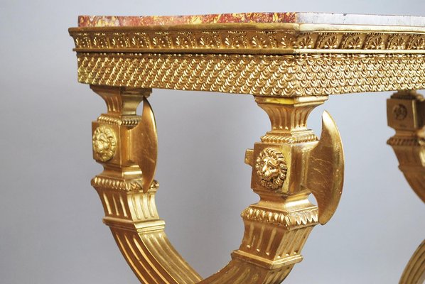 Swedish Console in Golden Wood and Marble Top, 1800-FGA-1270631