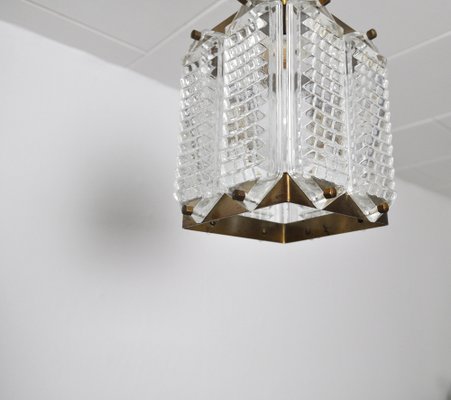 Swedish Crystal Ceiling Light by Wiktor Berndt for Flygsfors, 1950s-HPQ-1367044