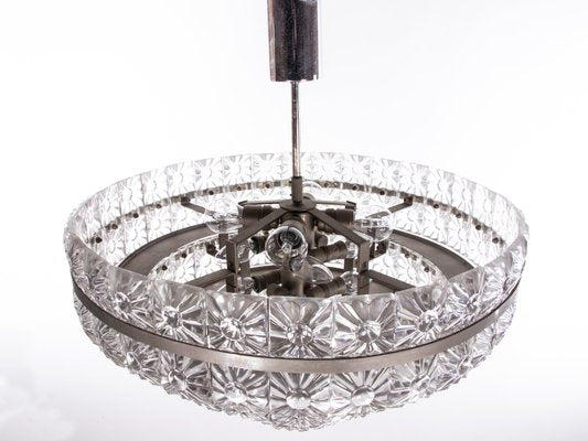 Swedish Crystal & Nickel 18-Light Chandelier by Carl Fagerlund for Orrefors, 1960s-DEK-780550