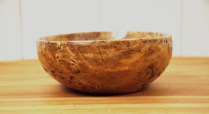 Swedish Curly Birchwood Bowl, 1950s-UDU-1808119