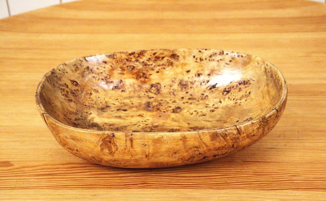 Swedish Curly Birchwood Bowl, 1950s-UDU-1808119