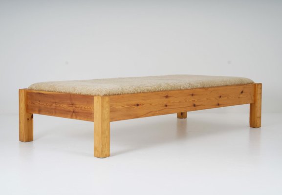 Swedish Daybed in Pine & Sheepskin, 1970s-FM-1373792