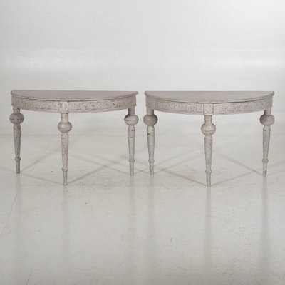 Swedish Demi-Lune Consoles Tables, 19th Century, Set of 2-SA-1789484