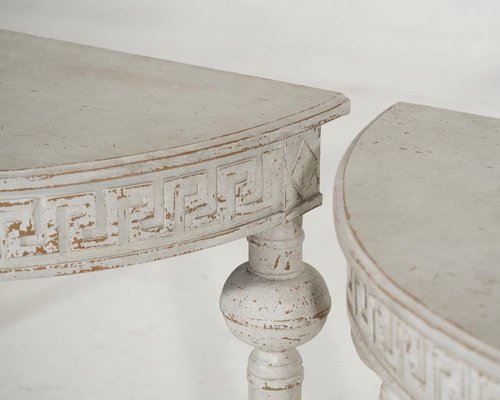 Swedish Demi-Lune Consoles Tables, 19th Century, Set of 2-SA-1789484